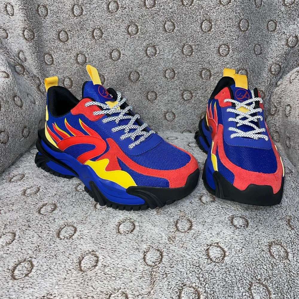 Men's Javi Dominance Athletic Sneakers Shoes Blue Red Yellow Black Size 8.5